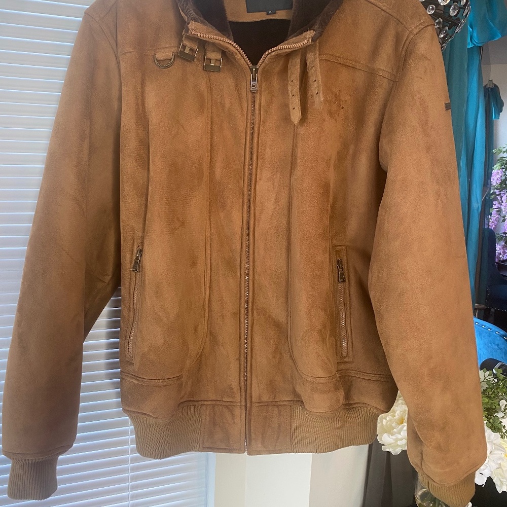 Vintage Sean John Suede Brown Bomber Fur Lined Coat/Jacket Size Xxl